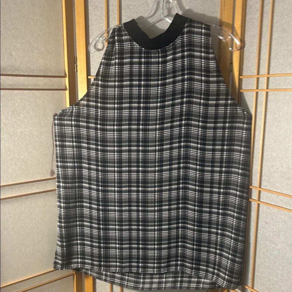 LOFT Monochrome Checkered Sleeveless Blouse